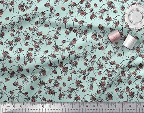 Soimoi Trazo De Pincel De Tela De Seda Satinada Y Tela Con Estampado De Insectos Por Yardas De 42 Pulgadas De Ancho