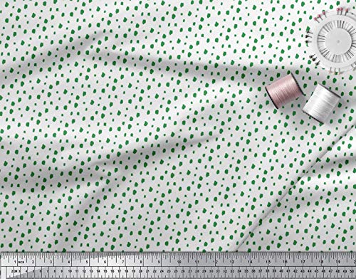 Soimoi Verde satinado modal Tela punto desigual pincelada tela estampada de por metro 42 Pulgadas de ancho