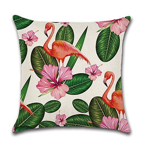 Soleebee Lino de Algodón Fundas de Almohada Fundas de Cojínes del Coche para Sofá Cama Home Decor Juego de 4, 45 x 45 cm (Flamenco)