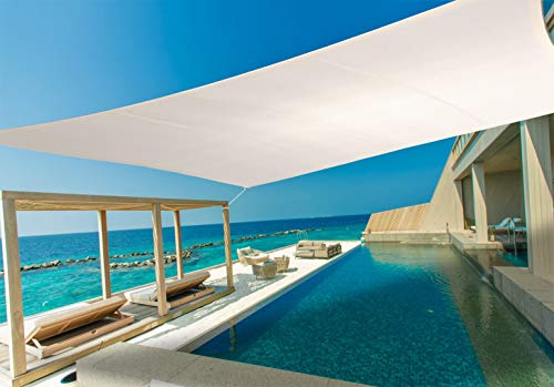 Solennoire, Vela De Sombra | Toldo Suspendido Impermeable | Lona 100% Poliéster | Sombreado 98% - Protección UV 99% | Cuerdas de Fijación & Anillos de Acero Inoxidable | Color Beige  (~4x6m, Beige)