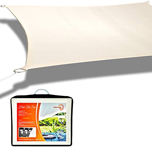 Solennoire, Vela De Sombra | Toldo Suspendido Impermeable | Lona 100% Poliéster | Sombreado 98% - Protección UV 99% | Cuerdas de Fijación & Anillos de Acero Inoxidable | Color Beige  (~4x6m, Beige)