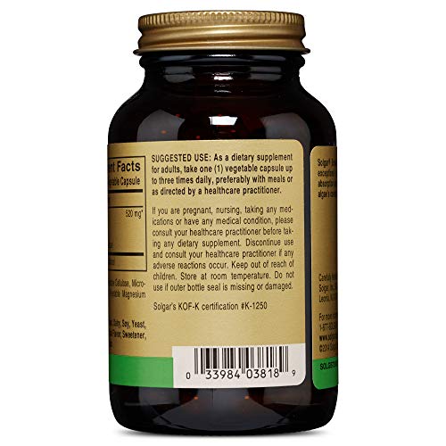Solgar® Clorella 520 mg, 100 Cápsulas Vegetales. Microalga verde de pared celular rota para una mayor absorción y utilización de sus constituyentes. Apta para veganos