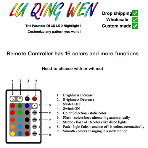 Solo 1 pieza Love Rose 3d Luz de noche 7 colores Control remoto táctil Lámpara Visual LED Decoración de regalo Usb Led 3d Accesorios de iluminación
