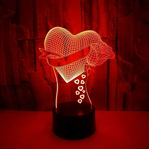 Solo 1 pieza Love Rose 3d Luz de noche 7 colores Control remoto táctil Lámpara Visual LED Decoración de regalo Usb Led 3d Accesorios de iluminación