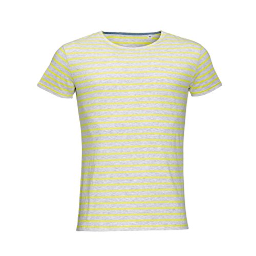 SOLS - Camiseta a Rayas de Manga Modelo Miles Hombre Caballero (XXL) (Blanco/Rojo)