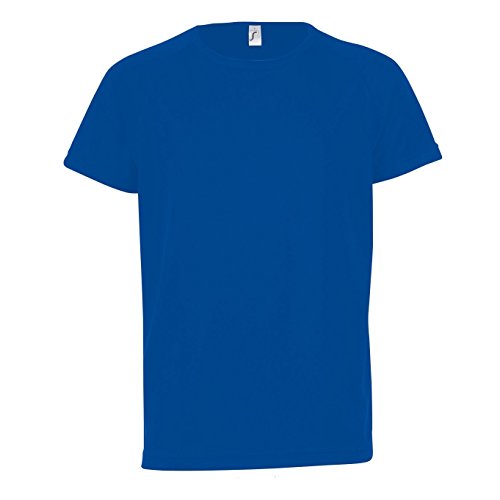 SOLS - Camiseta de Deporte de Manga Corta Unisex Modelo Sporty Niños Niñas - Deportes/Gimnasia/Correr (12 Años) (Azul Agua)