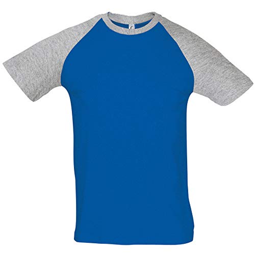 SOLS - Camiseta de Manga Corta para Hombre - Modelo Funky (XXL) (Azul Royal/Gris)