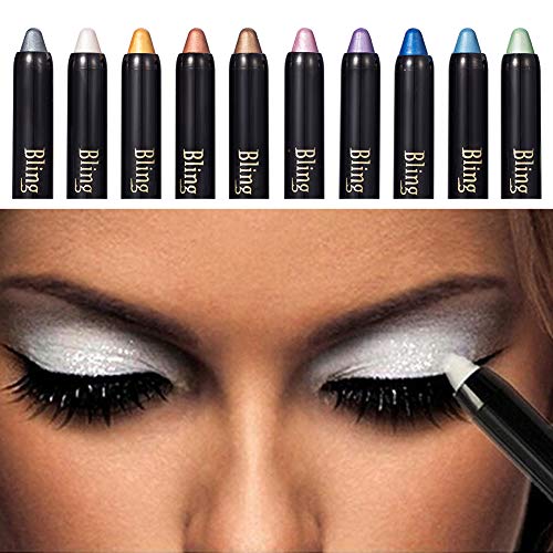 Sombra de Ojos Stick, Pen Eyeshadow, Eyeshadow Glitter, Lápiz de Sombra de Ojos, Sombra de Ojos Hipoalergenico Waterproof Long-lasting Eye Shadow Stick Sombra de Ojos Lápiz, 10PC