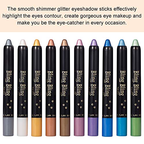 Sombra de Ojos Stick, Pen Eyeshadow, Eyeshadow Glitter, Lápiz de Sombra de Ojos, Sombra de Ojos Hipoalergenico Waterproof Long-lasting Eye Shadow Stick Sombra de Ojos Lápiz, 10PC