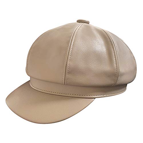 Sombrero Bailey Mujer Invierno Pew Retro otoño e Invierno versión Japonesa y Coreana de Cuero de la PU Octogonal Sombrero Mujer
