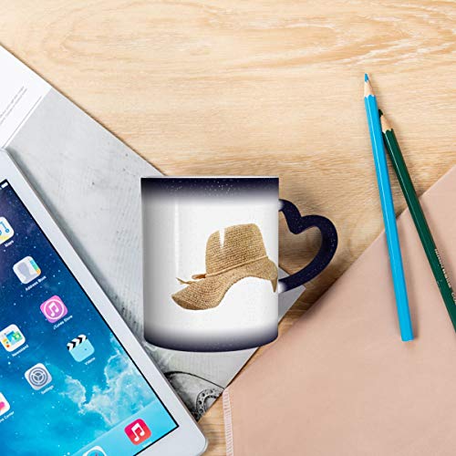 Sombrero de paja Sombrero de vaquero Sombrero de sol Sombrero de rafia Archivo Abddae Taza de café con cielo estrellado termosensible personalizado que cambia de color Taza de 11 oz
