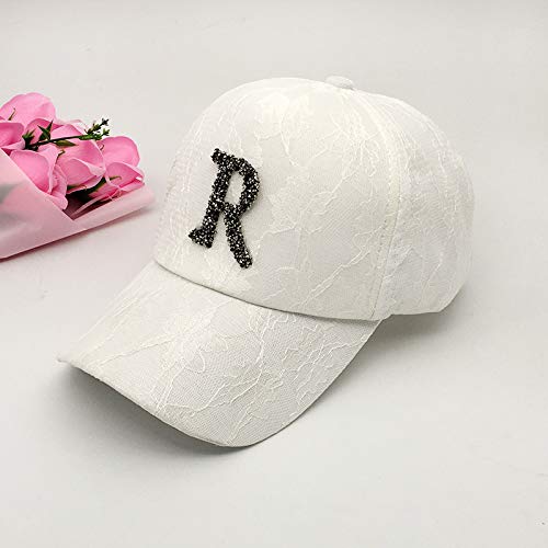Sombrero Femenino de Verano con Letras de Diamantes de imitación de Diamantes Gorra de béisbol de Encaje versión Coreana de la Gorra de Moda Salvaje Nuevo Sombrero para el Sol