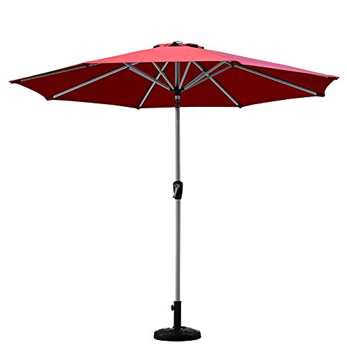 Sombrillas Parasol Jardin Roja Redonda de 9 Pies, Jardín Al Aire Libre con Botón de Inclinación Y Manivela para Césped, Terraza, Patio Trasero Y Piscina (Color : Wine Red)