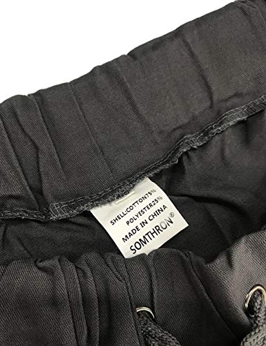 SOMTHRON Pantalones largos de deporte para hombre, de algodón, con cintura elástica y bolsillos gris M