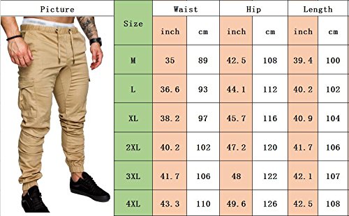 SOMTHRON Pantalones largos de deporte para hombre, de algodón, con cintura elástica y bolsillos gris M