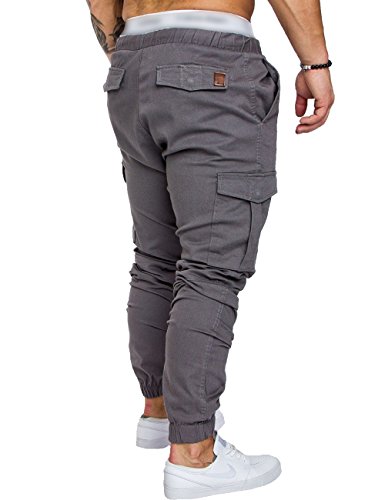 SOMTHRON Pantalones largos de deporte para hombre, de algodón, con cintura elástica y bolsillos gris M