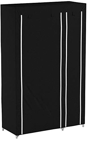 SONGMICS Armario de Tela, Organizador Textil Plegable, Zapatero, 175 x 110 x 45 cm, Color Negro LSF007