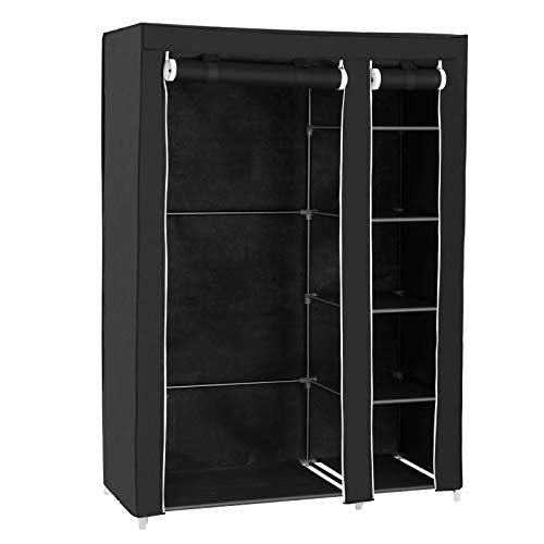SONGMICS Armario de Tela, Organizador Textil Plegable, Zapatero, 175 x 110 x 45 cm, Color Negro LSF007