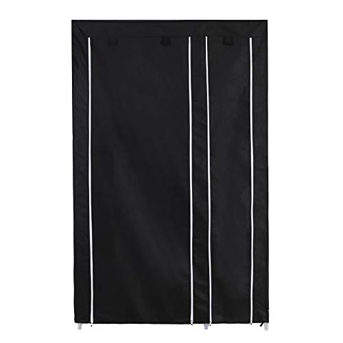 SONGMICS Armario de Tela, Organizador Textil Plegable, Zapatero, 175 x 110 x 45 cm, Color Negro LSF007