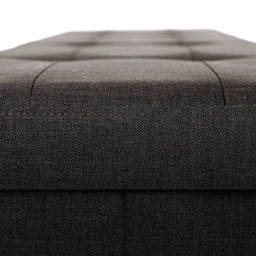 SONGMICS Baúl Puff Taburete para almacenaje Plegable Textil Lino Chocolate 76 x 38 x 38 cm LSF47Q