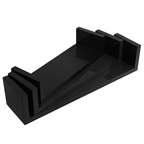 SONGMICS Estante Mural Estantería Colgante en Forma de U Set de 3 estantes flotantes Decoración Creatividad MDF Negro LWS40BK