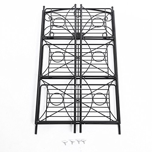 SONGMICS Estantería Decorativa Plegable de Hierro, Soporte para Plantas de Macetas, 3 Niveles, Estilo Retro, Negro GFS102B