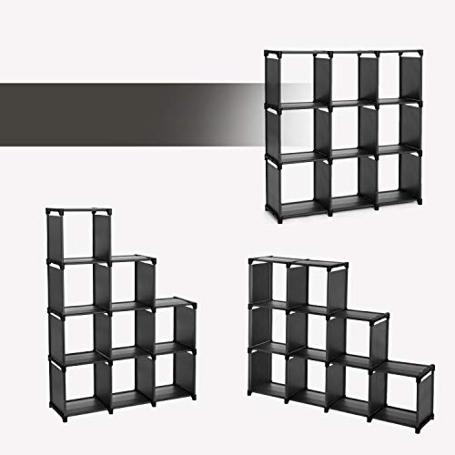 SONGMICS Estantería Modular Librería Abierta con 9 Cubos Armario de Almacenamiento para Estudio de Hogar Sala de Estar Negro LSN45BK