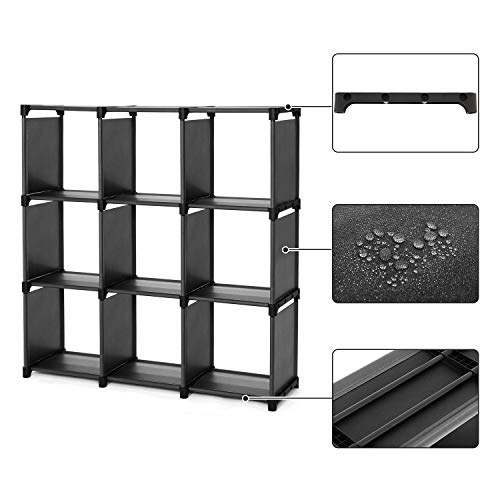SONGMICS Estantería Modular Librería Abierta con 9 Cubos Armario de Almacenamiento para Estudio de Hogar Sala de Estar Negro LSN45BK