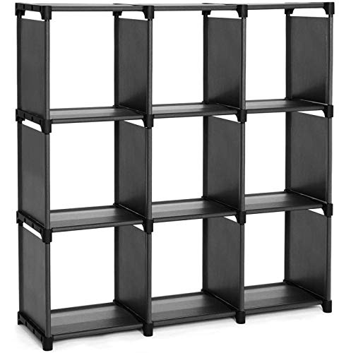 SONGMICS Estantería Modular Librería Abierta con 9 Cubos Armario de Almacenamiento para Estudio de Hogar Sala de Estar Negro LSN45BK