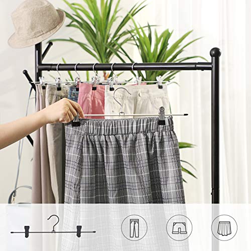 SONGMICS Perchas para Pantalones Metal, 20 Unidades, 31 x 10,5 cm, Antideslizantes, Perchas para Faldas con Clip, Color Plateado CRI003-20