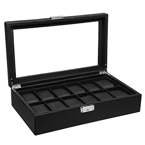 Songmics Relojes Caja Reloj maletín Reloj Buzón para 12 Relojes jwb302h