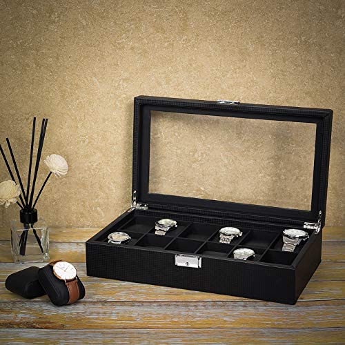 Songmics Relojes Caja Reloj maletín Reloj Buzón para 12 Relojes jwb302h