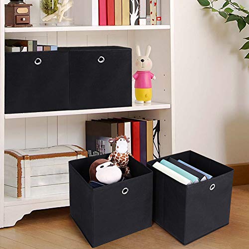 SONGMICS RFB02H-3 - Organizadores Plegables, 6 Piezas, con Agujeros para Dedos, 30 x 30 x 30 cm. Negro