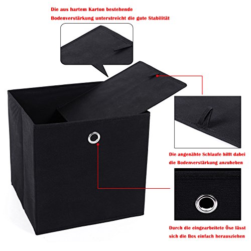 SONGMICS RFB02H-3 - Organizadores Plegables, 6 Piezas, con Agujeros para Dedos, 30 x 30 x 30 cm. Negro