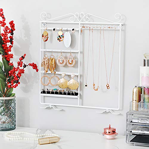 SONGMICS Soporte para Joyas, Árbol de Joyas, Expositor de Joyas para Pendientes, Collares Pulseras, Hierro, Blanco JDS053