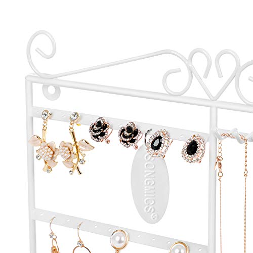 SONGMICS Soporte para Joyas, Árbol de Joyas, Expositor de Joyas para Pendientes, Collares Pulseras, Hierro, Blanco JDS053