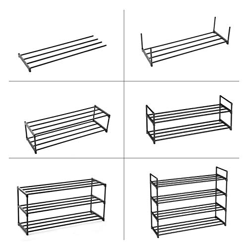 SONGMICS Zapatero de 4 Niveles, Estantes Metálicos para Guardar hasta 20 Pares de Zapatos, para Sala de Estar, Entrada, Vestíbulo y Armario, 92 x 30 x 73 cm, Negro LSA14BK