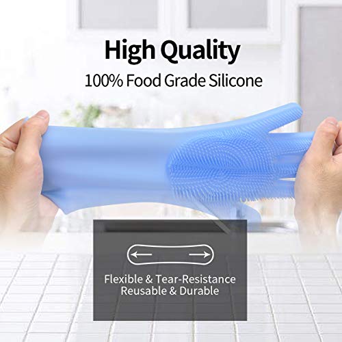 Songway Guantes de Lavado Magic, Guantes de Silicona Reutilizables para Lavar Platos, Cepillo de fregado Cepillo de fregado Herramienta de Cocina para la Limpieza, Menaje, Lavavajillas, Coche 1 par