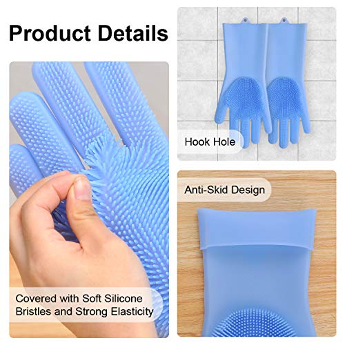 Songway Guantes de Lavado Magic, Guantes de Silicona Reutilizables para Lavar Platos, Cepillo de fregado Cepillo de fregado Herramienta de Cocina para la Limpieza, Menaje, Lavavajillas, Coche 1 par