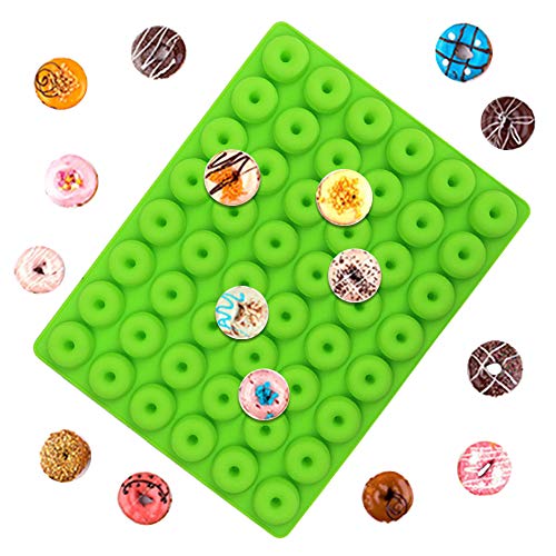 Sonku - Moldes de silicona para caramelos, chocolate, gelatina y hielo, 3 unidades, antiadherentes, forma de corazón y donuts, con 1 cuentagotas, color rosa y verde