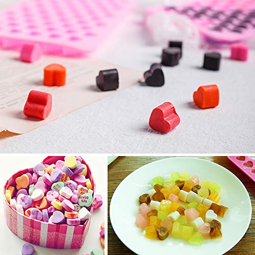Sonku - Moldes de silicona para caramelos, chocolate, gelatina y hielo, 3 unidades, antiadherentes, forma de corazón y donuts, con 1 cuentagotas, color rosa y verde