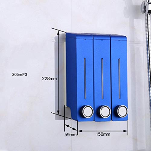 Sooiy Jabón del Acero Inoxidable del Acero Inoxidable dispensador de jabón Wall Mano del dispensador de hoteles 3x320ml (Tamaño: 10,56 oz * 3),Cromo