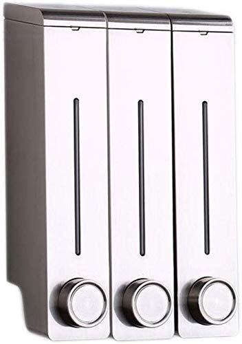 Sooiy Jabón del Acero Inoxidable del Acero Inoxidable dispensador de jabón Wall Mano del dispensador de hoteles 3x320ml (Tamaño: 10,56 oz * 3),Cromo