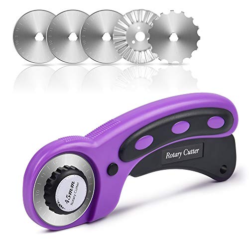 Sopito Cortador rotatorio de 45 mm con 5 hojas de repuesto para Elaboración De coser Acolchado Tela Cortador de rueda