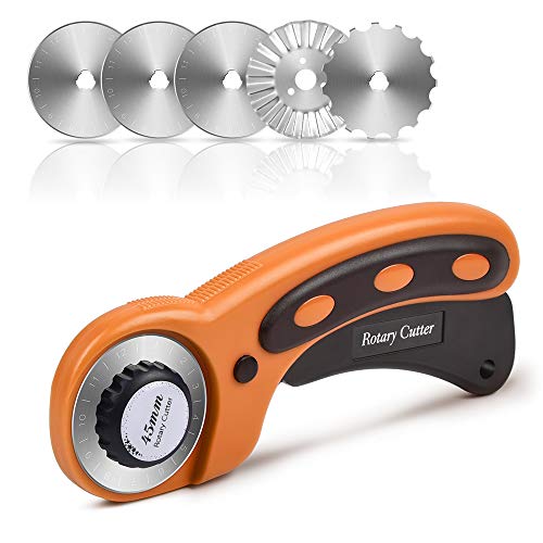 Sopito Cortador rotatorio de 45 mm con 5 hojas de repuesto para Elaboración De coser Acolchado Tela Cortador de rueda
