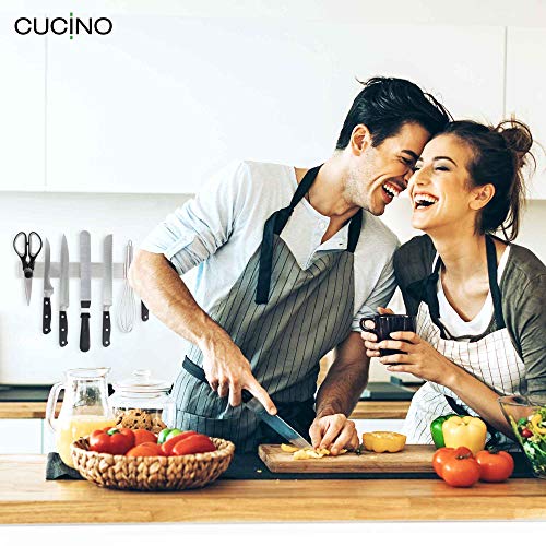 Soporte cuchillos cocina - Barra magnética porta cuchillos de cocina, montaje en pared sin taladro con banda adhesiva 3M VHB, acero inoxidable, 40 cm