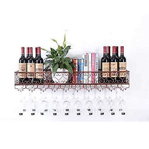 Soporte De Botella De Vino De Pared De Metal | Sostenedor De Copa De Vino Suspendido |Vinoteca Rústica Vinoteca | Estante De Almacenamiento En Estante De Pared (60/80/100/120 * 25 * 17cm)