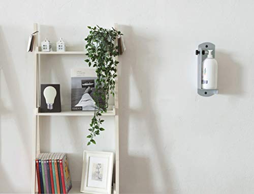 Soporte de pared para dispensador de gel desinfectante o jabón modelo S Bracky THE LAB gris, soporte de pared para desinfectarse las manos, adaptable a botellas medianas pequeñas.