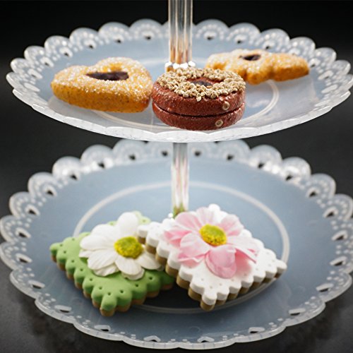 Soporte de Plastico para Tartas con 3 Niveles,Soporte Tarta 3 Pisos,Soporte Pastele,Soporte Cupcakes,Frutero Tres Pisos Plastico,Soporte para Postres,Torre de Postres,para Boda, Cumpleaños,Fiesta