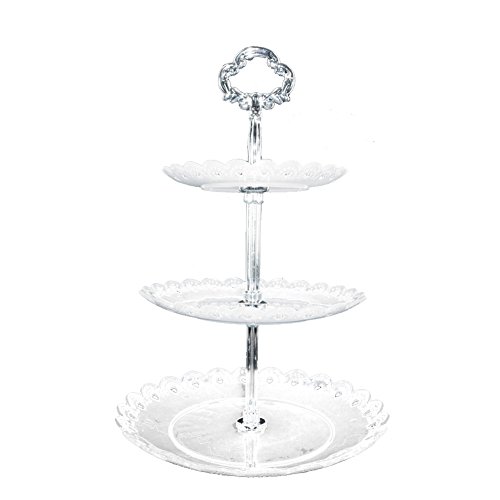 Soporte de Plastico para Tartas con 3 Niveles,Soporte Tarta 3 Pisos,Soporte Pastele,Soporte Cupcakes,Frutero Tres Pisos Plastico,Soporte para Postres,Torre de Postres,para Boda, Cumpleaños,Fiesta